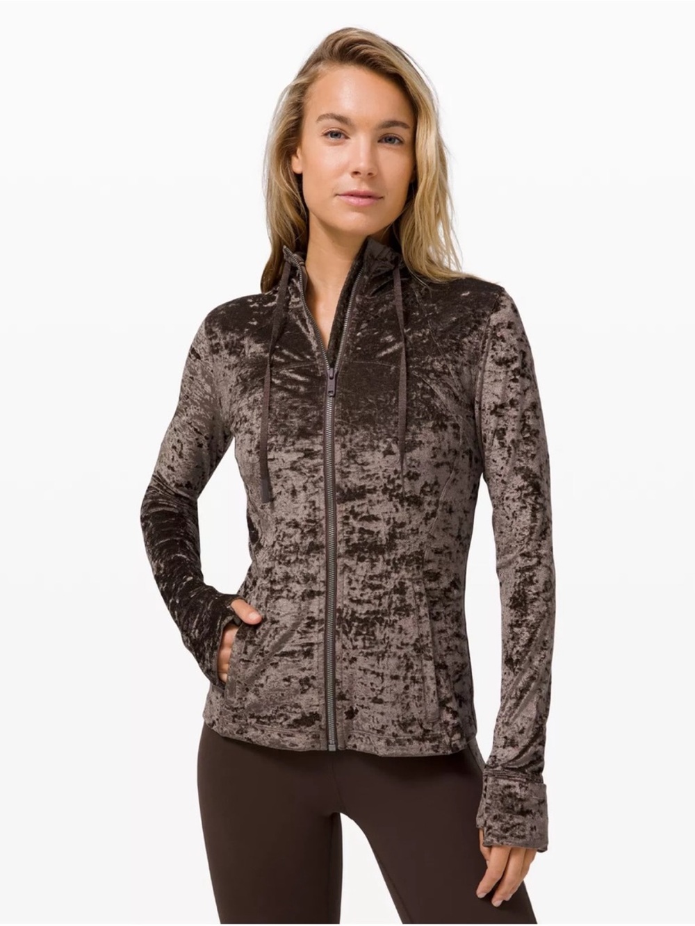 Lululemon Limited Edition Hooded Define Jacket Crushed Velvet Espresso 8  Brown